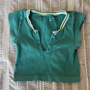 Urban Outfitters Teal Ribbed Crop Top, Size XS
